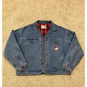 Vintage 90s IMUS XL Men's DENIM JACKET Flannel Lined Texas Flag trucker USA V23